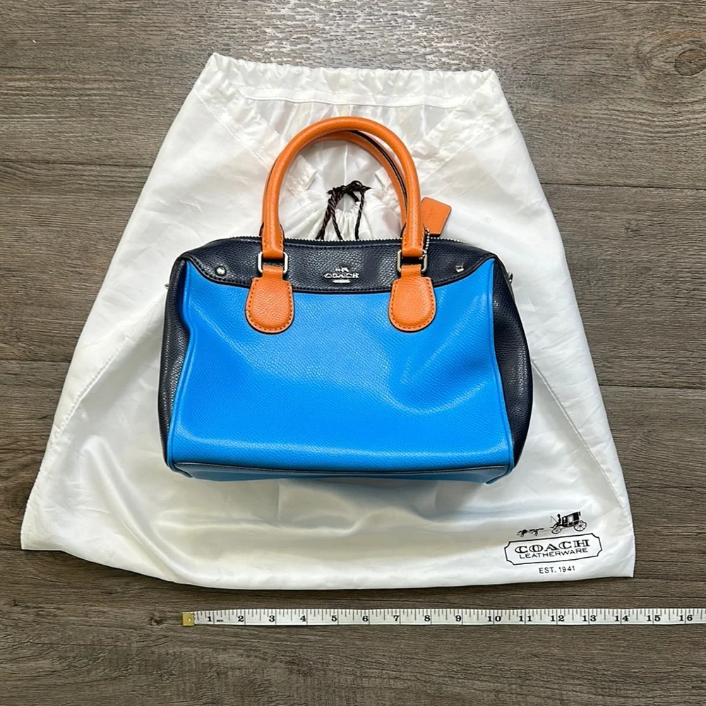 Coach Vibrant Blue and Tan Satchel - Picture 2 of 5